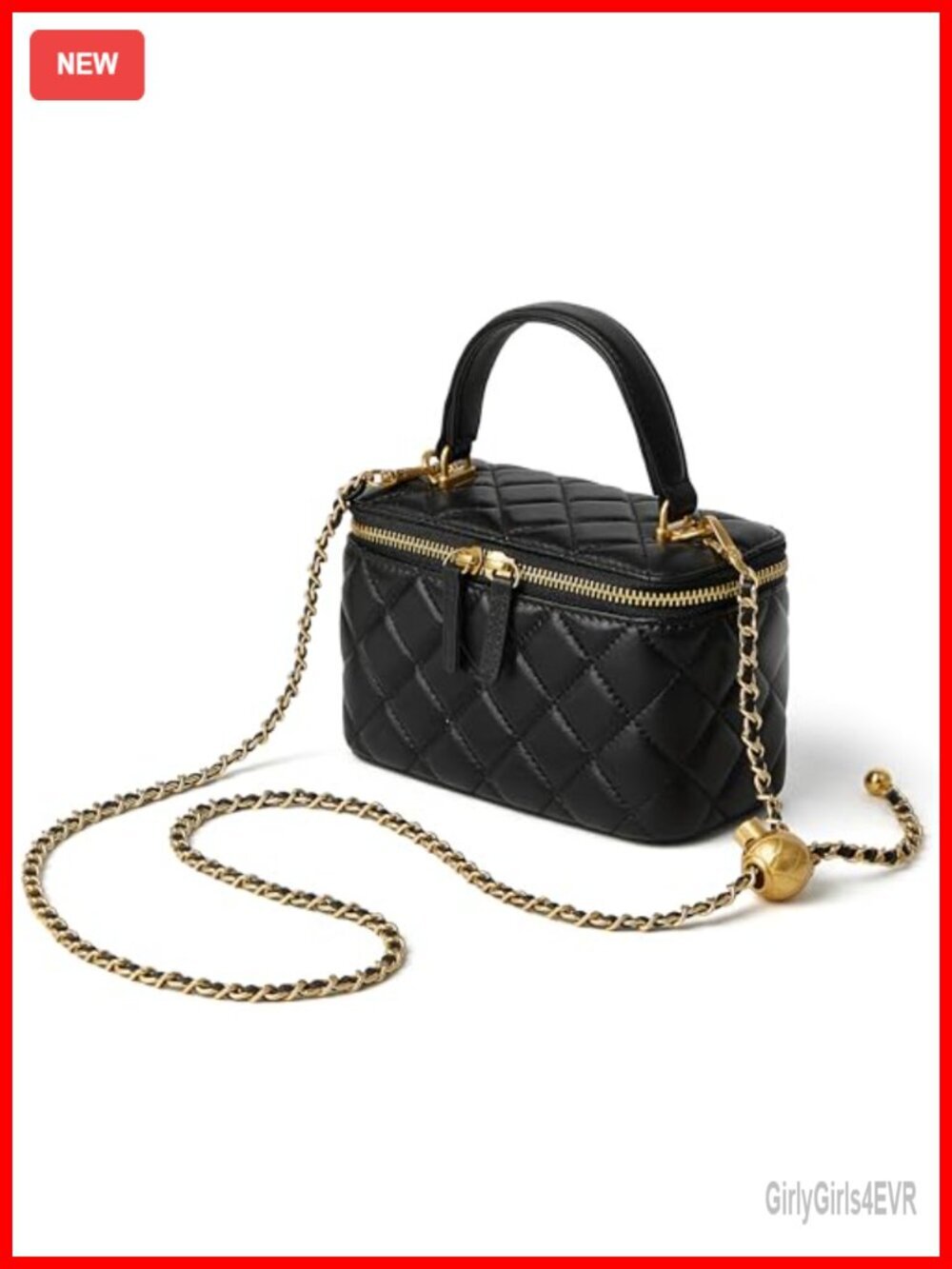 Small Quilted Box Crossbody Purse - Lambskin Leather Mini Top Handle Tote with